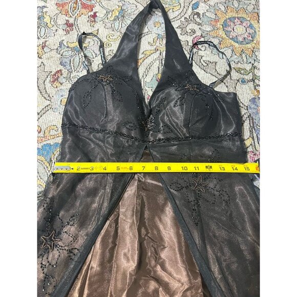 Vintage Y2K 90s Prom Dress Morgan & Co Ombré Beaded Fairy Halter Wimsy Goth 9/10 - Picture 10 of 11